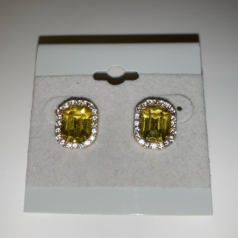 Amber Yellow Rhinestone Studs